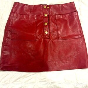 Dark Red Maroon Leather Skirt